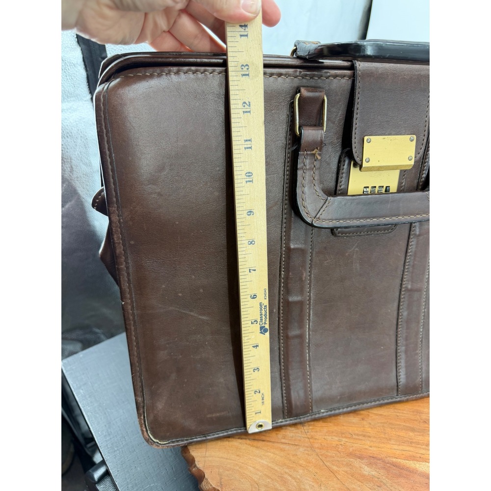 Coach gladstone Briefcase Mens OS Brown Leather Vintage Brass Lock USA 5220 - Picture 10 of 11